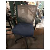 Blue rolling office chair