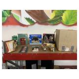 Assorted Christmas Decor. Snow gloves, Nativity