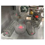 Crystal cut glass vases and plates
