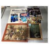 Vintage sports, painting and United States bronze