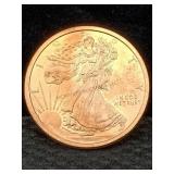 1 Oz Pure Copper, Us Walking Liberty Token Design