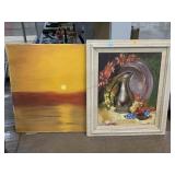 Two hand painted, paintings