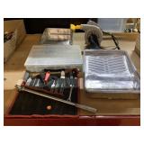 Chisel Tools, Paint Trays, Container Of Nuts &