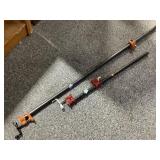 2 metal pipe clamps, approx 62in long