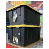 2 Black & Yellow 27 Gal Storage Containers