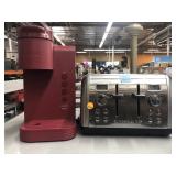 Toaster and keurig coffee maker burgundy