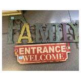 Welcome and family Metal signs
