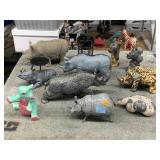 Assorted Rhino Statue Decor.