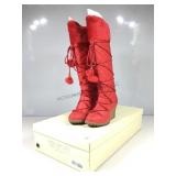 Mariah Carey Red Wedge Heel Boots Sz 7