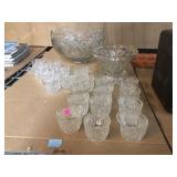 Clear glass cups, Punch bowl and more