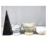 Lot of four decorator, items, three marble or
