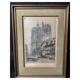 This framed watercolor print depicts a classic