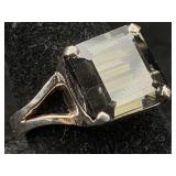 6 Cts Blue Diamond Sterling Silver Ring Tw 4.4g,