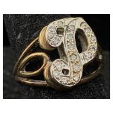 14k Gold Ring W/diamonds, Tw 4g, Sz 5