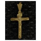 14k Gold Jesus Cross Pendant, Tw 1.1g, Sz 1in Tall