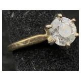 14k Gold Ring W/cz Stone, Tw 3g, Sz 5