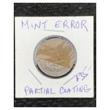 1965 Mint Error Quarter, Partial Coating,