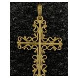 18k Gold Cross Pendant, Tw 1.7g, Sz 1in Tall