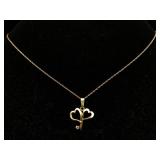14k Gold Necklace & Pendant, Tw 2.5g W/white