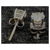 14k White Gold Earrings, Tw 0.9g W/diamonds