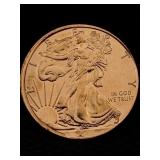 1 Oz Pure Copper, Us Walking Liberty Token Design