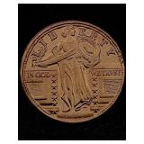 1 Oz Pure Copper, Us Standing Liberty Token Design