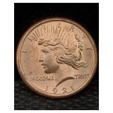 1 Oz Pure Copper, Us Peace Token Design