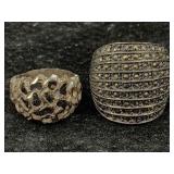 2 Sterling Silver Rings, Tw 20.3g, Sz 9 & 8