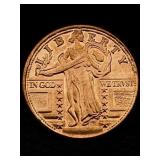 1 Oz Pure Copper, Us Standing Liberty Token Design