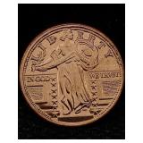 1 Oz Pure Copper, Us Standing Liberty Token Design