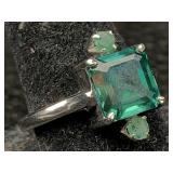 3.40 Cts Blue Diamond Sterling Silver Ring Tw 4.9g