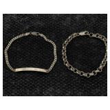 2 Sterling Silver Bracelets, Tw 20.4g, Sz 8in Long