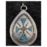 Indian Signed W.c.b Sterling Silver Pendant, Tw