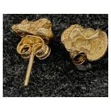 14k Gold Earrings W/14k Backs, Tw 1.1g