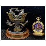 Franklin Mint Ronald Reagan Pocket Watch W/stand,