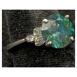 2.60 Cts Blue Diamond Sterling Silver Ring, Tw 3g,
