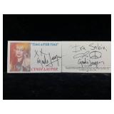 2 Cyndi Lauper Signature Cards
