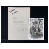 2 James Arness Signed Items. 5x7 Promo Photo &