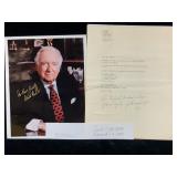 2 Walter Cronkite Signed Items. Signed 8x10