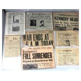 Collectible Old Newspapers with Iconic Headlines