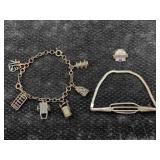 Sterling Silver Charm Bracelet & More, Tw 24.4g,