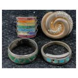 Sterling Silver Rings, Tw 26.3g, Sz 6, 7, 9 & 11