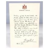 Facsimile Autographed Letter King George V