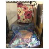 Flag stand w/bag full of assorted flags, apprpx
