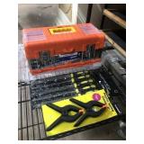 New plastic tool box w/clamps and 8in 5 pcs/set