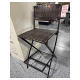 Folding Faux Wicker Bar Stool Chair