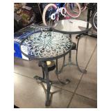 2 metal side tables w/glass top, approx 16x21in