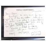 Emily Mortimer Handwritten & Signed 4x6 Notecard