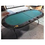 Folding poker table, approx 42x82x29in
