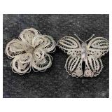 2 Vtg Sterling Silver Brooches, Tw 11.9g, Sz 1ï¿½in